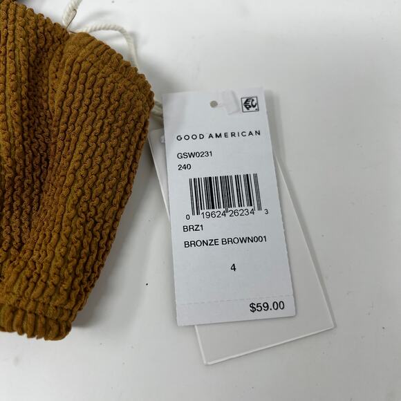 NEW! Good American Bikini Top Crinkle Always Fit Twist Top Bronze - 4 - Picture 4 of 6
